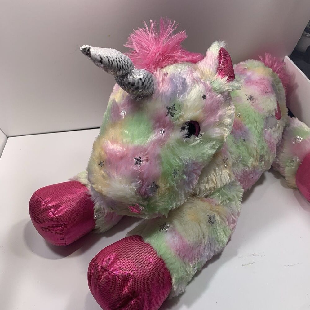 Unbranded Unicorn‎ Plush Kids Large Multicolor Pastel Rainbow Star Foil Heart